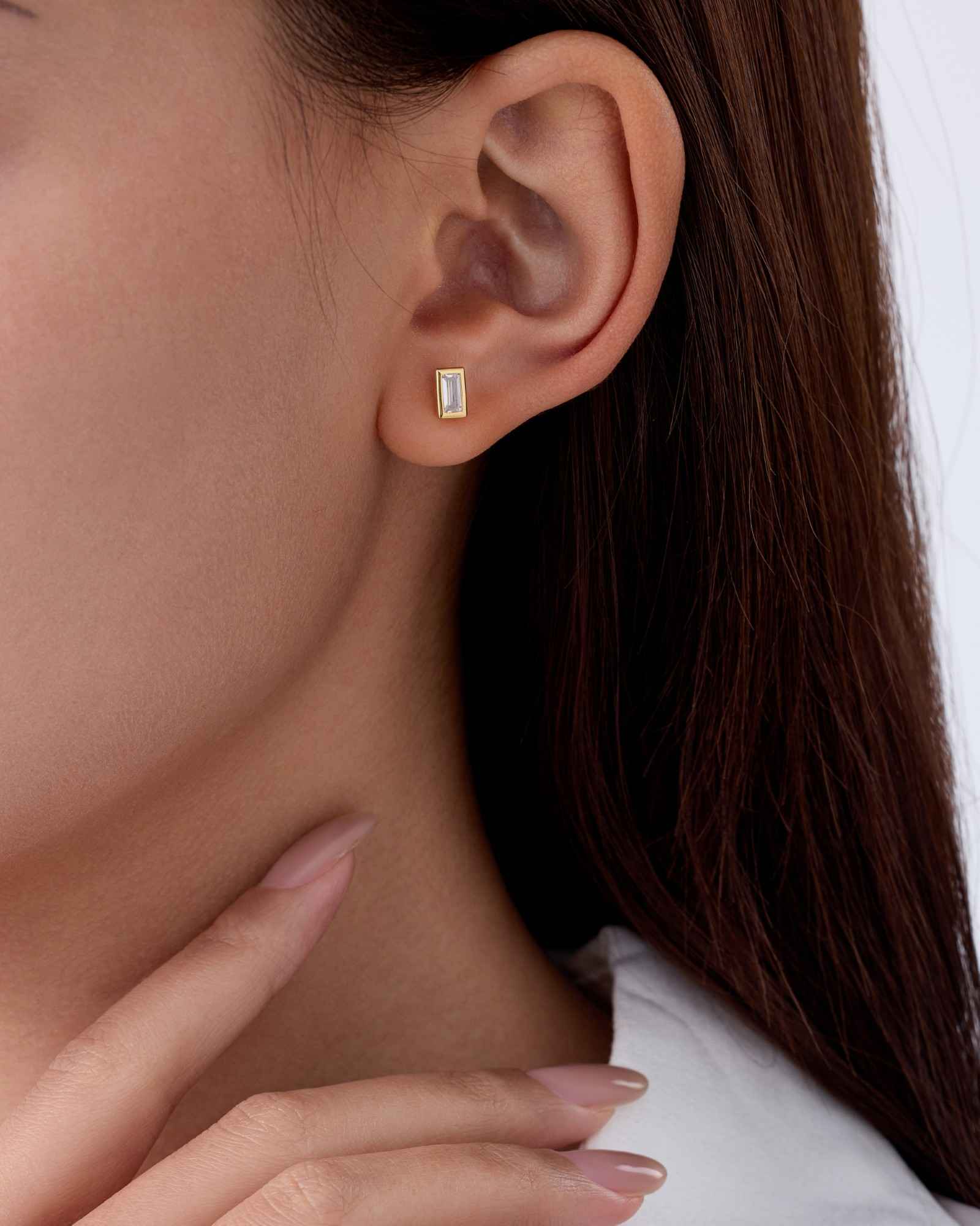 Bicolore Baguette Ohrring - 8240300