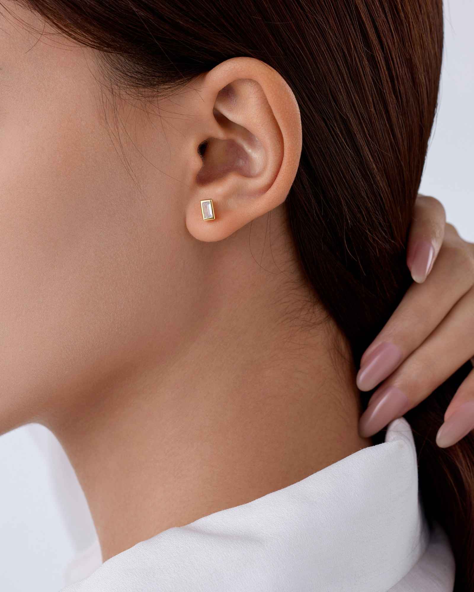 Bicolore Baguette Ohrring - 8240300