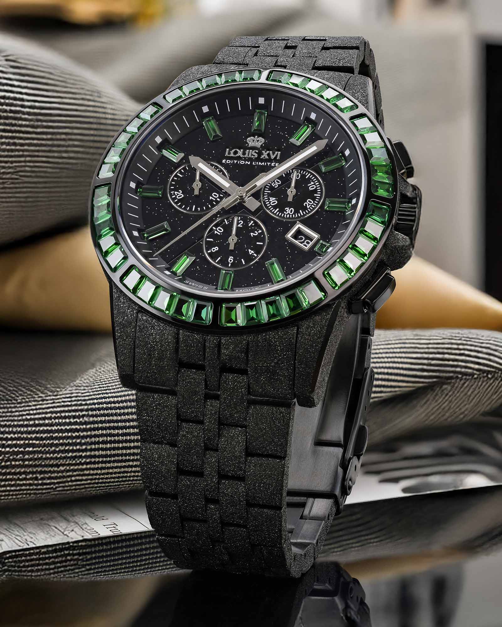 Majesté Frosted Iced Out 1182 Emerald Green - 43mm-LOUIS XVI