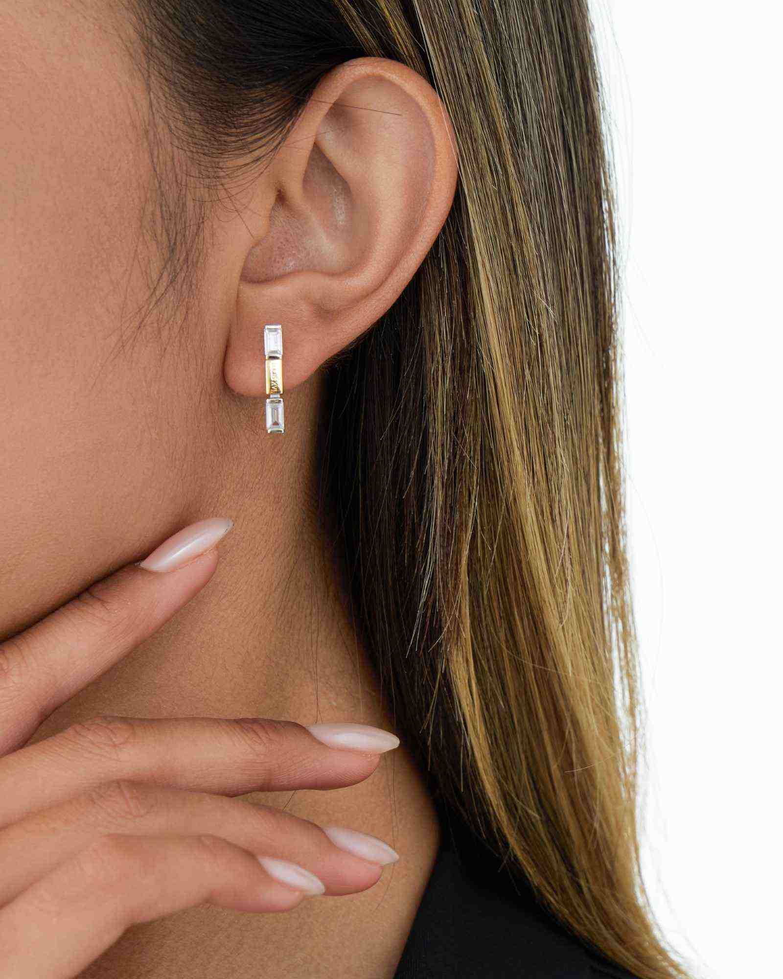 Bicolore Baguette Ohrring - 8242500